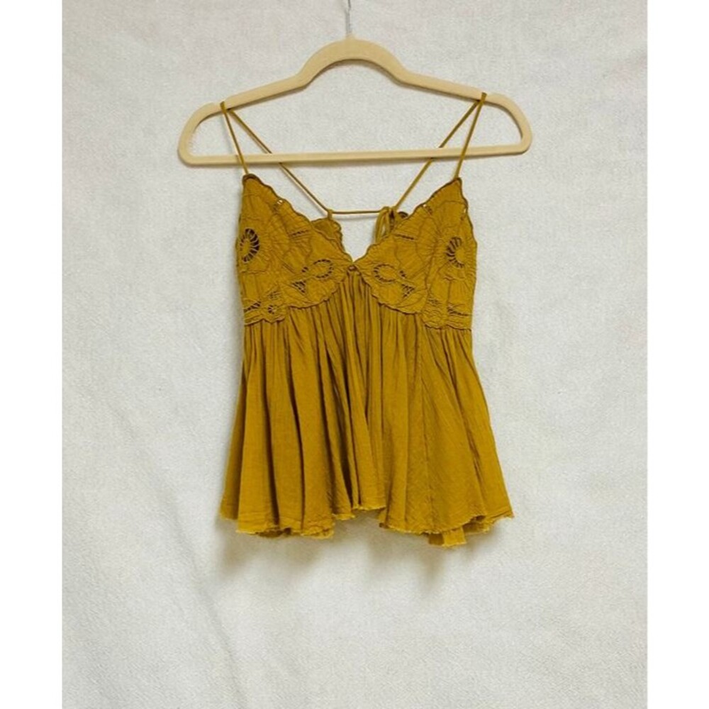 Free People lace up babydoll cami top